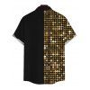 Men's Vacation Hawaiian Shirt Colorblock Metallic Gold Dots Geometric Print Button Up Shirt - Noir 5XL
