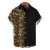 Men's Vacation Hawaiian Shirt Colorblock Metallic Gold Dots Geometric Print Button Up Shirt - Noir 5XL
