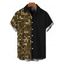 Men's Vacation Hawaiian Shirt Colorblock Metallic Gold Dots Geometric Print Button Up Shirt - Noir 5XL