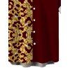 Men's Vacation Shirt Colorblock Sequined Leopard Print Button Up Shirt - Rouge Vineux 5XL