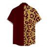 Men's Vacation Shirt Colorblock Sequined Leopard Print Button Up Shirt - Rouge Vineux 5XL