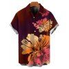 Men's Vacation Shirt Ombre Hibiscus Floral Print Button Up Shirt - Rouge Vineux 5XL
