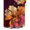 Men's Vacation Shirt Ombre Hibiscus Floral Print Button Up Shirt - Rouge Vineux 5XL