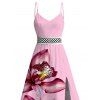 Vacation Dress Orchid Floral Print Lace Hollow Out Spaghetti Strap Slit Dress - Rose XXXXXL | US 20