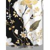 Men's Vacation Shirt Contrast Color Floral Leaf Print Button Up Shirt - Noir 5XL