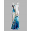 Hawaiian Vacation Dress Metallic Gold Marble Fluid Print Spaghetti Strap Maxi Bodycon Dress - Pers XXL | US 14