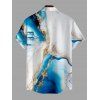 Men's Hawaiian Vacation Shirt Metallic Gold Marble Fluid Print Button Up Shirt - Pers 5XL