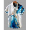 Men's Hawaiian Vacation Shirt Metallic Gold Marble Fluid Print Button Up Shirt - Pers 5XL