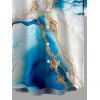 Men's Hawaiian Vacation Shirt Metallic Gold Marble Fluid Print Button Up Shirt - Pers 5XL