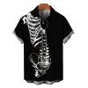 Men's Gothic Shirt Skeleton Bond Print Button Up Shirt - Noir 5XL