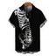 Men's Gothic Shirt Skeleton Bond Print Button Up Shirt - Noir 5XL