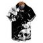 Men's Vacation Gothic Shirt Monochrome Skulls Insects Floral Print Button Up Shirt - Noir 5XL