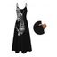 Gothic Dress Skeleton Bond Print Pocket Spaghetti Strap Dress - Noir XXXXXL | US 20