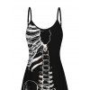 Gothic Dress Skeleton Bond Print Pocket Spaghetti Strap Dress - Noir XXXXXL | US 20