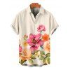 Men's Vacation Shirt Colored Floral Leaf Print Button Up Garden Style Shirt - Champagne 5XL
