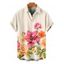Men's Vacation Shirt Colored Floral Leaf Print Button Up Garden Style Shirt - Champagne 5XL