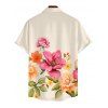 Men's Vacation Shirt Colored Floral Leaf Print Button Up Garden Style Shirt - Champagne 5XL
