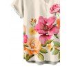 Men's Vacation Shirt Colored Floral Leaf Print Button Up Garden Style Shirt - Champagne 5XL