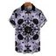 Men's Gothic Shirt Rose Cross Skulls Bats Print Button Up Shirt - Violet clair 5XL