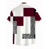 Men's Vacation Shirt Colorblock Leopard Geometric Patchwork Print Button Up Shirt - Rouge Vineux M