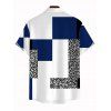 Men's Vacation Shirt Colorblock Leopard Geometric Patchwork Print Button Up Shirt - Bleu Marine 5XL
