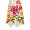 Vacation Dress Colored Floral Leaf Print Pocket Spaghetti Strap Garden Style Dress - Champagne XXXXXL | US 20