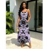 Gothic Dress Rose Cross Skulls Bats Print Pocket Spaghetti Strap Dress - Violet clair XXXXXL | US 20