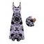 Gothic Dress Rose Cross Skulls Bats Print Pocket Spaghetti Strap Dress - Violet clair XXXXXL | US 20