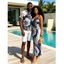 Vacation Couple Outfit Metallic Marble Fluid Rose Floral Print Spaghetti Strap Maxi Bodycon Dress and Shirt Set - Violet clair S | US 4