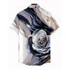 Vacation Couple Outfit Metallic Marble Fluid Rose Floral Print Spaghetti Strap Maxi Bodycon Dress and Shirt Set - Violet clair S | US 4