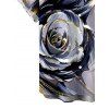 Vacation Couple Outfit Metallic Marble Fluid Rose Floral Print Spaghetti Strap Maxi Bodycon Dress and Shirt Set - Violet clair S | US 4
