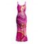 Hawaiian Vacation Dress Metallic Gold Marble Fluid Print Spaghetti Strap Maxi Bodycon Dress - Pers XXL | US 14