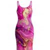 Hawaiian Vacation Dress Metallic Gold Marble Fluid Print Spaghetti Strap Maxi Bodycon Dress - Rose Vif XXL | US 14