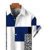 Vacation Couple Outfit Colorblock Leopard Geometric Patchwork Print Spaghetti Strap Maxi Bodycon Dress and Shirt Set - Bleu Marine S | US 4