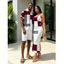 Vacation Couple Outfit Colorblock Leopard Geometric Patchwork Print Spaghetti Strap Maxi Bodycon Dress and Shirt Set - Bleu Marine S | US 4