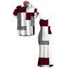 Vacation Couple Outfit Colorblock Leopard Geometric Patchwork Print Spaghetti Strap Maxi Bodycon Dress and Shirt Set - Rouge Vineux S | US 4