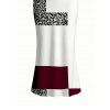 Vacation Couple Outfit Colorblock Leopard Geometric Patchwork Print Spaghetti Strap Maxi Bodycon Dress and Shirt Set - Rouge Vineux S | US 4