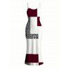 Vacation Couple Outfit Colorblock Leopard Geometric Patchwork Print Spaghetti Strap Maxi Bodycon Dress and Shirt Set - Rouge Vineux S | US 4