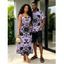 Gothic Couple Outfit Rose Cross Skulls Bats Print Pocket Spaghetti Strap Dress and Shirt Set - Violet clair S | US 4
