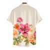 Vacation Couple Outfit Colored Floral Leaf Print Pocket Spaghetti Strap Dress and Shirt Garden Style Set - Champagne S | US 4