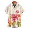Vacation Couple Outfit Colored Floral Leaf Print Pocket Spaghetti Strap Dress and Shirt Garden Style Set - Champagne S | US 4