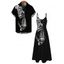 Gothic Couple Outfit Skeleton Bond Print Pocket Spaghetti Strap Dress and Shirt Set - Noir S | US 4