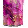 Men's Hawaiian Vacation Shirt Metallic Gold Marble Fluid Print Button Up Shirt - Rose Vif 5XL