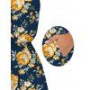 Hawaiian Vacation Romper Yellow Rose Floral Leaf Print Pocket Off the Shoulder Romper - Bleu de Minuit L | US 8-10