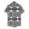 Men's Bohemian Shirt Contrast Color Mandala Ethnic Print Button Up Shirt - Noir 5XL