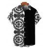 Men's Bohemian Shirt Contrast Color Mandala Ethnic Print Button Up Shirt - Noir 5XL