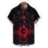 Men's Gothic Shirt Moon Star Astrology Magic Circle Print Button Up Shirt - Noir 5XL