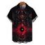 Men's Gothic Shirt Moon Star Astrology Magic Circle Print Button Up Shirt - Noir 5XL