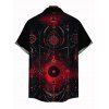 Men's Gothic Shirt Moon Star Astrology Magic Circle Print Button Up Shirt - Noir 5XL