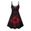 Gothic Dress Moon Star Astrology Magic Circle Print Spaghetti Strap Mini Dress - Noir XXXXXL | US 20